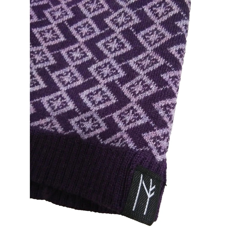 Neve Women's Small Wool Cardigan Open Front Snowflake Ski Sweater Purple Violet - Picture 4 of 11